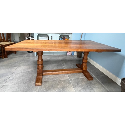 92 - Robert Mouseman Thompson English oak refectory dining table with adzed top. 183cm l x 86cm w x 74cm ... 