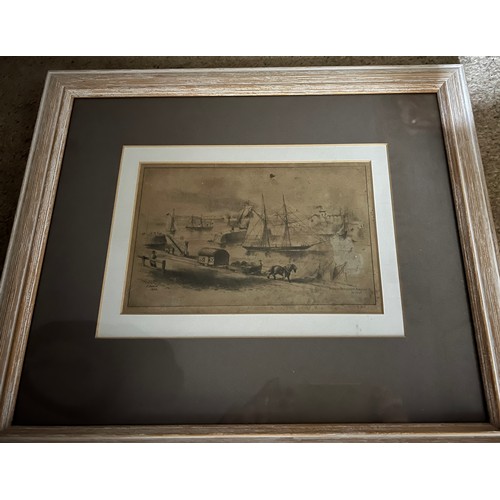 1429 - A framed and glazed watercolour painting depicting Humber Dock basin Hull. Signed C. Good 1873. Imag... 