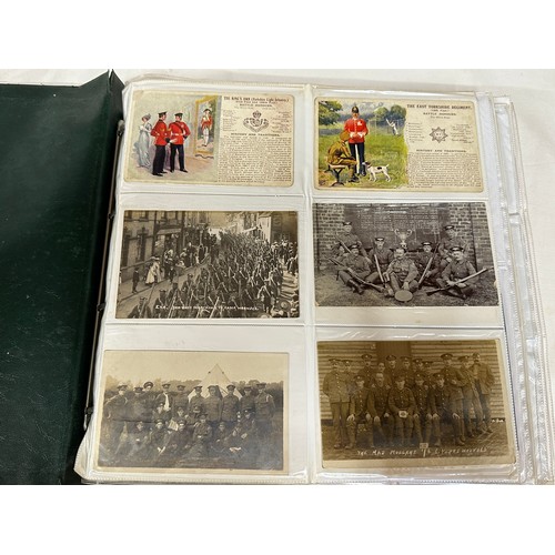 658 - East Riding of Yorkshire interest. A large album, approx. 378, postcards of East Yorkshire Regiment,... 