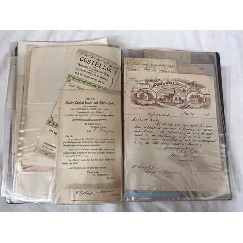 661 - An album including Hull and East Riding paper ephemera from the 1840s onwards.