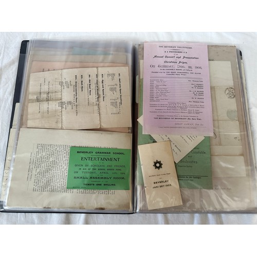 664 - A quantity of ephemera relating to Beverley and Whitby from 1795 to 1927, to include electoral, thea... 