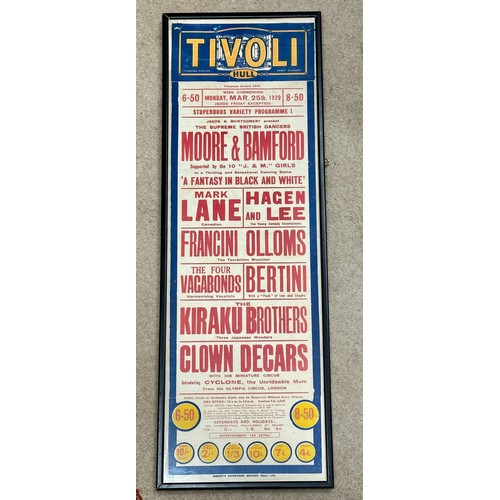 1150 - Hull interest. A Tivoli Theatre advertising poster, block printed in colour, for a 