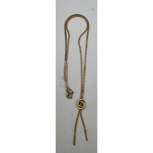 401 - A 9 carat gold chain necklace set with diamond. Weight 7.4gm. Length 52cm.