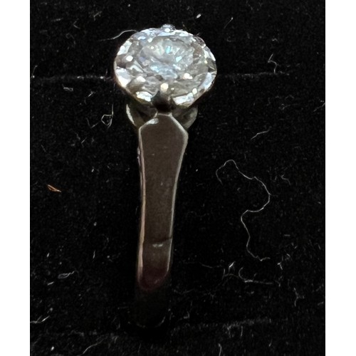 410 - An 18 carat white gold solitaire diamond ring. Size L. Weight 2.6gm.