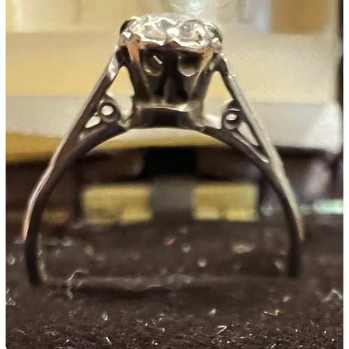 410 - An 18 carat white gold solitaire diamond ring. Size L. Weight 2.6gm.