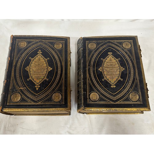 1054 - A pair of large leather bound illustrated Holy Bibles, both   'Brown's Self-Interpreting Family Bibl... 