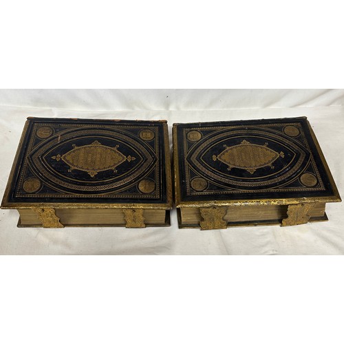 1054 - A pair of large leather bound illustrated Holy Bibles, both   'Brown's Self-Interpreting Family Bibl... 