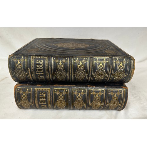 1054 - A pair of large leather bound illustrated Holy Bibles, both   'Brown's Self-Interpreting Family Bibl... 