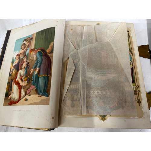 1054 - A pair of large leather bound illustrated Holy Bibles, both   'Brown's Self-Interpreting Family Bibl... 