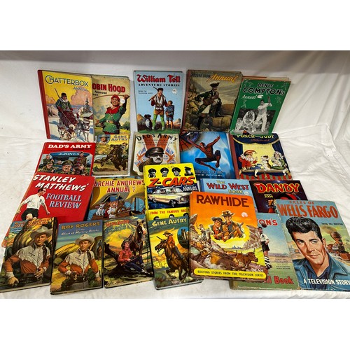 1058 - Various children's annuals to include Roy Rogers, Chatterbox, Robin Hood, William Tell, Rawhide, The... 