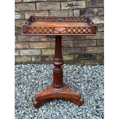 16 - A mahogany pole screen base with associated tray top, a marriage 41.5 w x 30.5cm, height of table 61... 