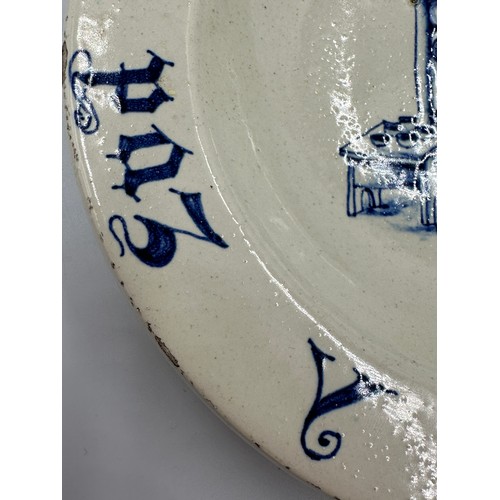 1156 - A pottery oriental vase, depicting fish 28cm h and a continental pottery blue and white ashtray 20.5... 