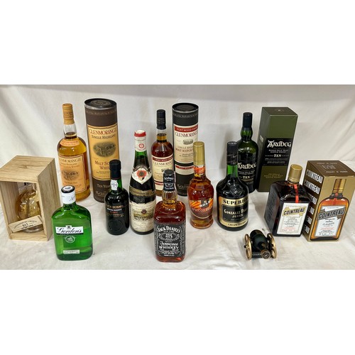 1138 - Various whiskies and spirits to include Glenmorangie Port Wood Finish Highland Single Malt, Glenmora... 