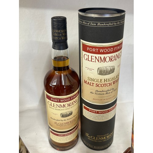 1138 - Various whiskies and spirits to include Glenmorangie Port Wood Finish Highland Single Malt, Glenmora... 