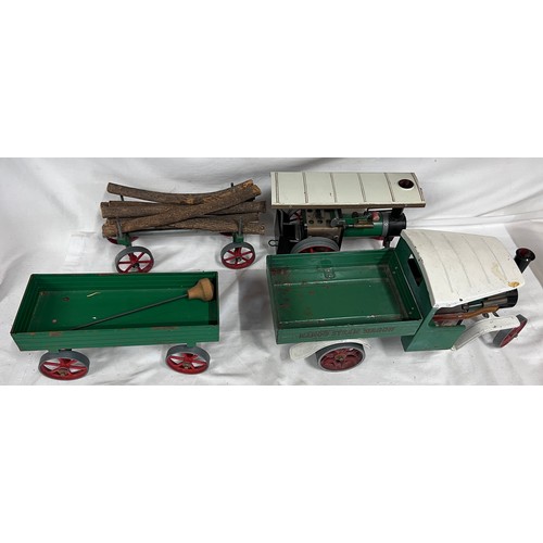 1113 - Mamod models to include a TE1A Traction Engine, a  LW1 lumber wagon, a SW1 Steam Wagon and an open w... 