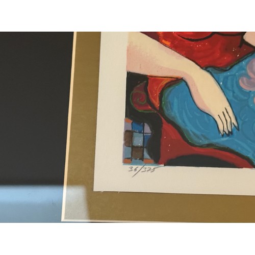 1379 - Patricia Govenesky (1961-) a pair of colourful limited edition screen prints, both of seated ladies,... 