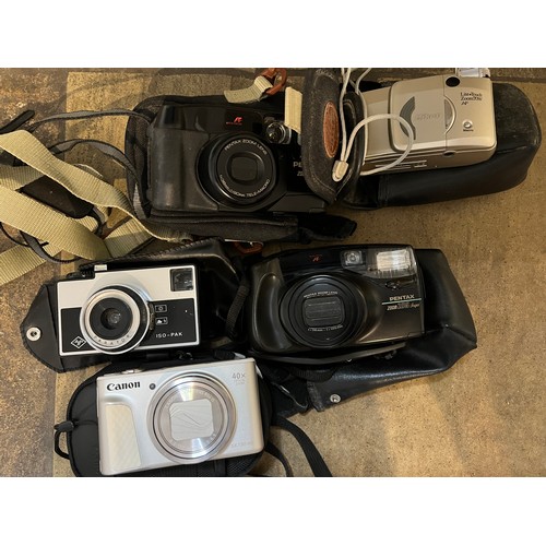 1243 - Various cameras to include Pentax zoom 90, Agfa ISO-PAK, Nikon Lite Touch Zoom 70W AF, Pentax Zoom 1... 