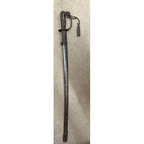 1203 - A Japanese model 1899 type 32 military sword and scabbard. Blade 30.5 inches. Numbered 8759 to top o... 