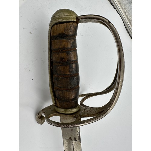 1202 - A Lancashire Artillery Volunteers straight edged sword with scabbard inscribed 'Lancashire Artillery... 