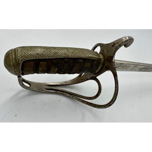 1202 - A Lancashire Artillery Volunteers straight edged sword with scabbard inscribed 'Lancashire Artillery... 