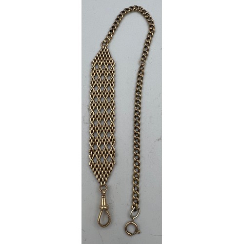 402 - A 9 carat gold chain with clip to end. Weight 11.3gm. 27cm l.