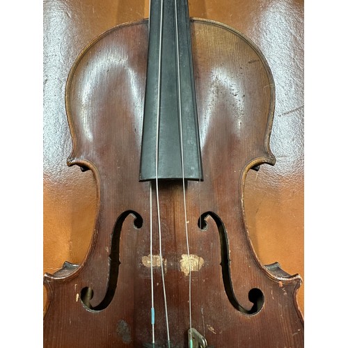 1220 - A violin with mother of pearl, bow and case, inscribed inside Copie de Nicolaus Amatius Cremoniea Hi... 