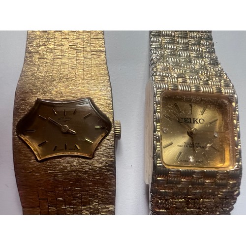 550 - Five ladies wristwatches to include Seiko gold plated quartz watch., 1960's Rotary gold plated dress... 