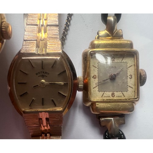 550 - Five ladies wristwatches to include Seiko gold plated quartz watch., 1960's Rotary gold plated dress... 