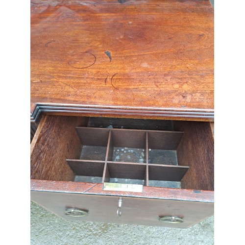 72 - A Georgian mahogany 3 drawer sideboard. 168 w x 127 x 47cm.