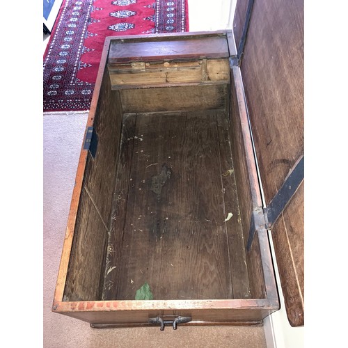 61 - A 19thC elm chest with candle box, handles, hinges and escutcheon all original. 108cm l x 53cm w x 5... 