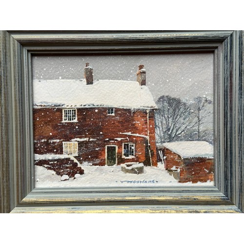 1152 - A Tom Harland gouache painting 'White House Farm, Winter' (North Ferriby) signed, together with two ... 