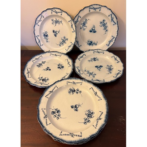 223 - Eight 18thC Pearl Ware feather edged plates.