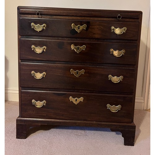 75 - An 18thC red walnut bachelor chest with brushing slide and caddy top. 67cm w x 39cm d x 76cm h