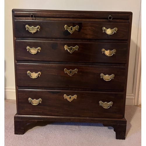 75 - An 18thC red walnut bachelor chest with brushing slide and caddy top. 67cm w x 39cm d x 76cm h