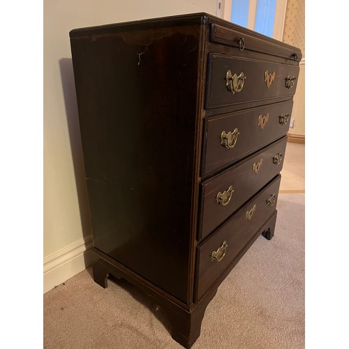 75 - An 18thC red walnut bachelor chest with brushing slide and caddy top. 67cm w x 39cm d x 76cm h