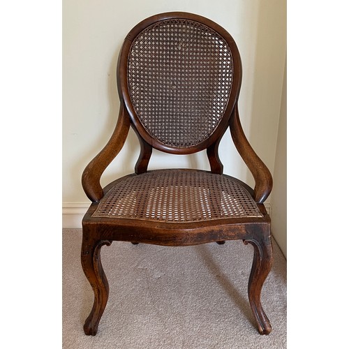 79 - A 19thC mahogany chair with cane back and seat. 82cm h to back.