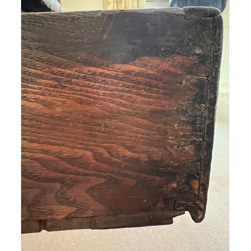 80 - An 18thC oak side table with two drawers to front. 116cm w x 51cm d x 69cm h.