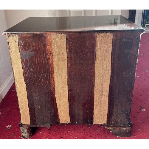 83 - An 18thC mahogany kneehole desk. 77cm h x 76cm w x 45cm d.