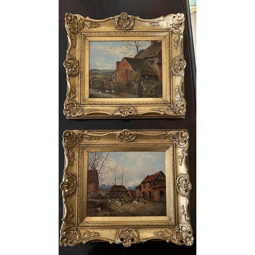 1180 - William Edward Cooke, a pair of oil on panel landscapes, ‘Feeding Time’ and ‘Idle Moments’, monogram... 