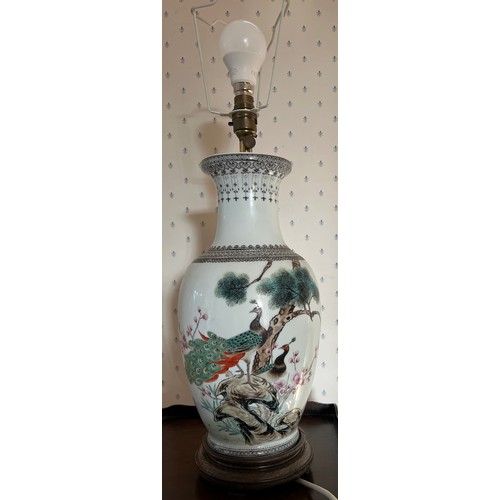 781 - A 19thC Chinese vase converted to a table lamp. Vase height 36cms.