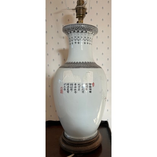 781 - A 19thC Chinese vase converted to a table lamp. Vase height 36cms.