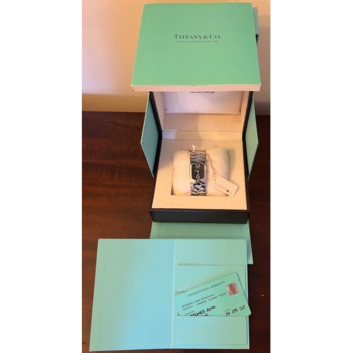 546 - A Tiffany Tesoro stainless steel ladies wristwatch, ref. Z6301.10.10A10AOOA, serial number T10009596... 