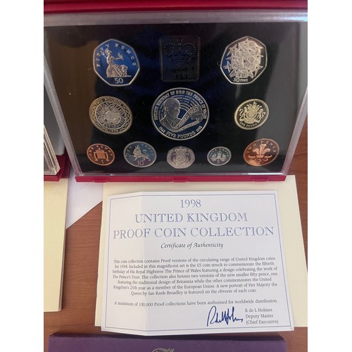 579 - Four cased sets of United Kingdom proof coins, limited editions issued by Royal Mint with accompanyi... 