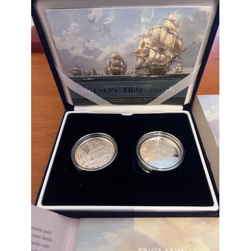 582 - A cased silver proof 200th Anniversary Nelson - Trafalgar 2 crown commemorative set with certificate... 