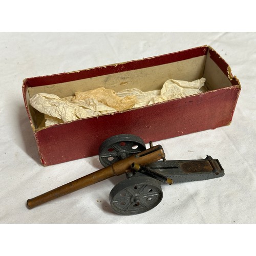 848 - An assortment of miniature canons and military accessories  to include Britains, Dinky, Depose and L... 