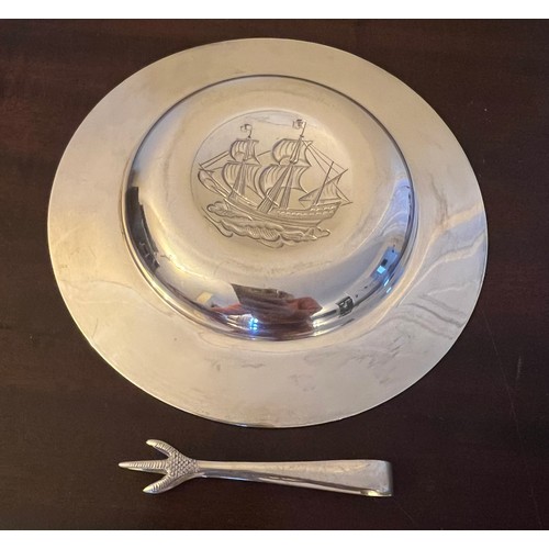 717 - A silver plate with sailing ship inscribed “Road Haulage Association Special Award Yorkshire (Hull) ... 