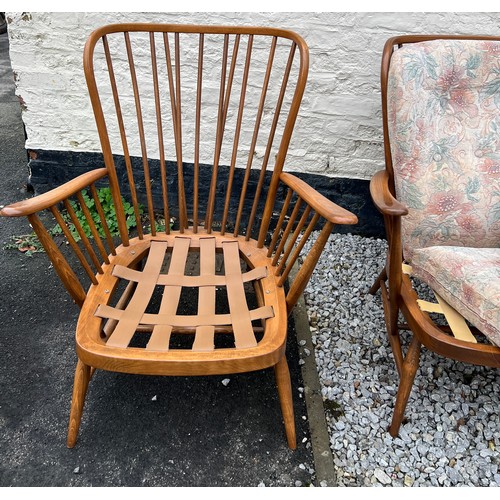 88 - Two seater Ercol sofa and single chair, sofa 140cm w and height to back 91cm.