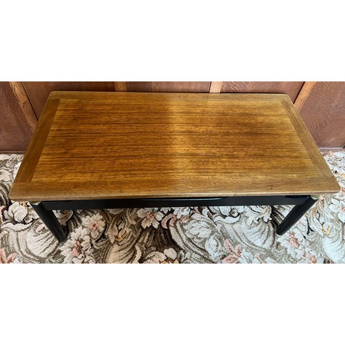 91 - Mid 20thC G Plan coffee table with gold label. 99cm x 48cm x 40cm.