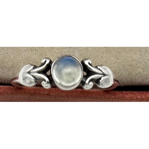 472 - A Georg Jensen silver ring set with moonstone. No. 55 Size M.