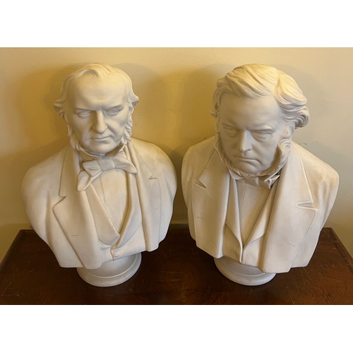 212 - Two 19thC Parian ware busts to include William Ewart Gladstone and John Bright by Adams & Co, after ... 